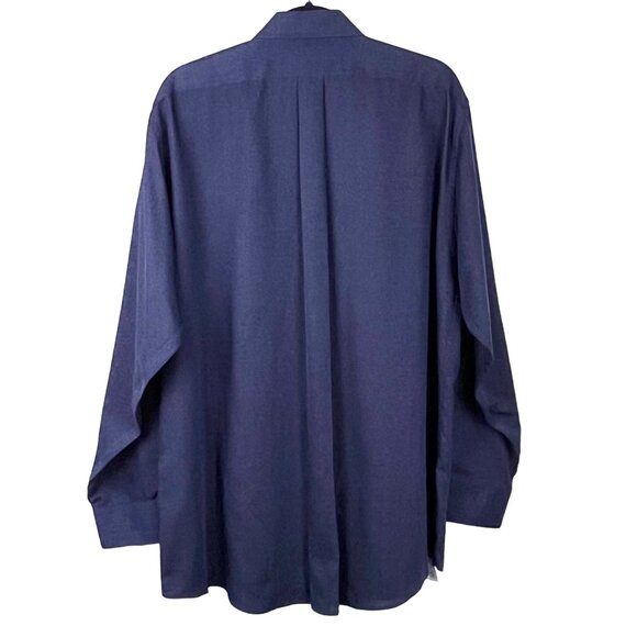 Van Heusen Button Up Dress Shirt Blue Jacquard Checkered Pattern XL 17 1/2 x 35 - Picture 3 of 11